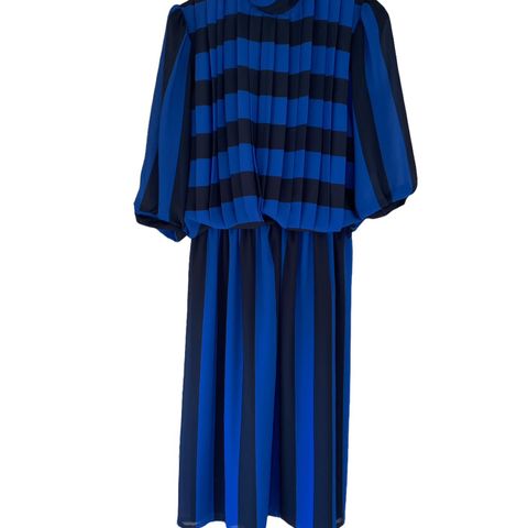 Vintage - svart/blå kjole (M-L)