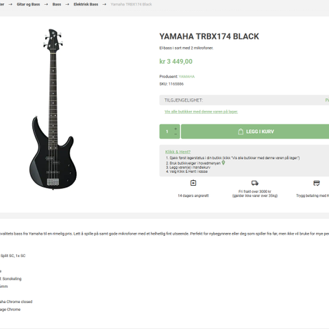 Yamaha TRBX174 bassgitar