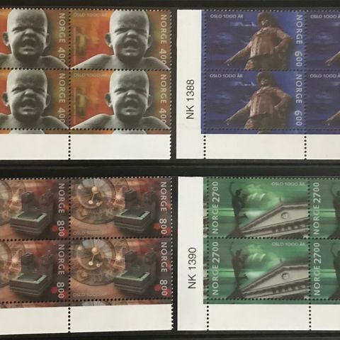 Norge frimerker postfrisk, nk 1387-1390 **, Oslo 1000 år i år 2000