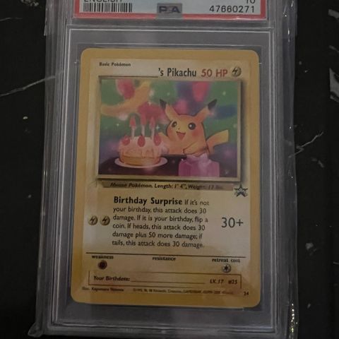 Pokemon Black Star Birthday Pikachu 1/412 i PSA 10