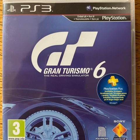 ps3 spill GT GRAN TURISMO 6 bil barn