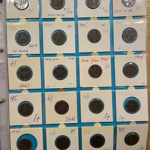 1-2 og 5 øre jern perioden 1940-45