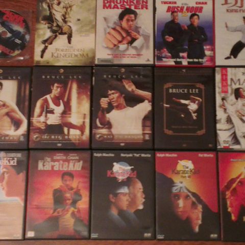 DVD filmer Martial Art Norske Svenske Krigsfilmer Bilfilmer MC Historiske Kung
