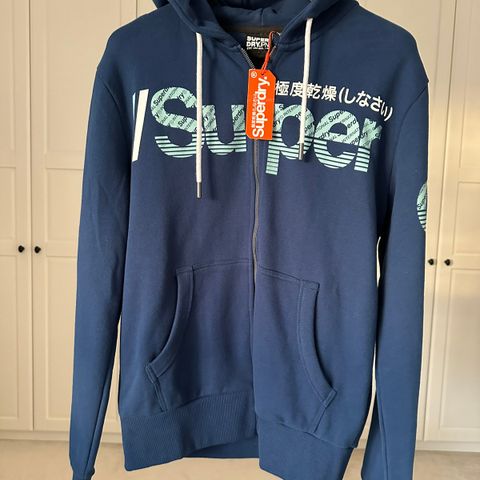 SUPERDRY * blå hettegenser * ubrukt * Large