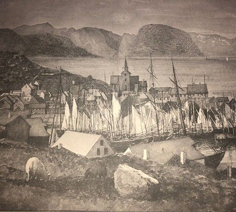 Hammerfest. Etter akvarell av H.J.F. Berg 1861.