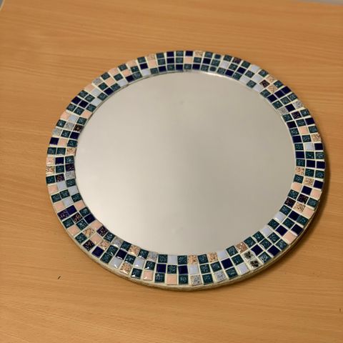 Mosaikk speil håndarbeid retro , 60\70 tallet
