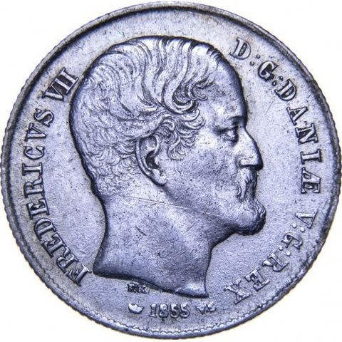 Sølvmynt; 1/2 Rigsdaler Danmark 1855. Storartet mynt.