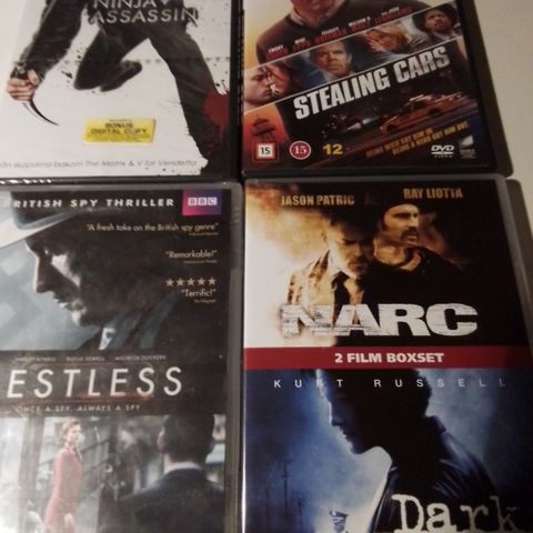 Restless- Ninja Assassin- Stealing Cars- Narc/ Dark Blue