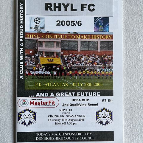 Program  Rhyl - Viking UEFA Cup 2005