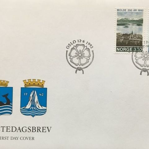 Norge 1992 FDC Byjubileer Molde og Kristiansund NK 1147-1148