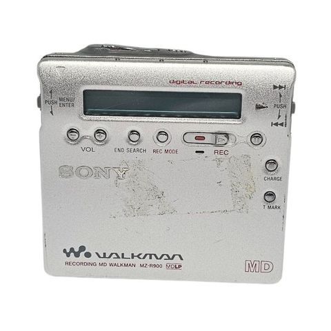 SONY MD Walkman MZ-R900 Silver minidisc player recorder w/ RM-MC11EL Uten Lader