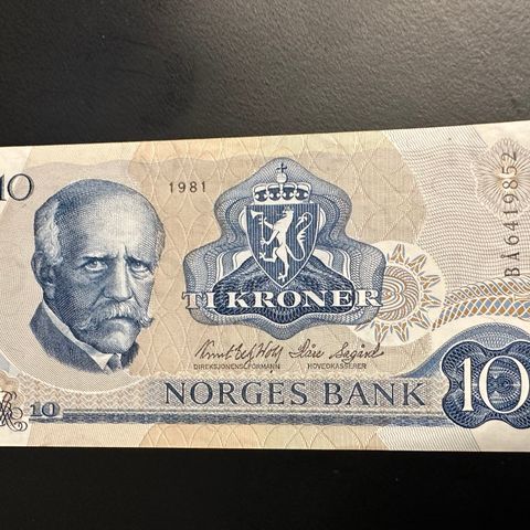 10 KR SEDDEL UTGAVE 5 - BÅ 1981  KVALITET UNS (463 AJ)