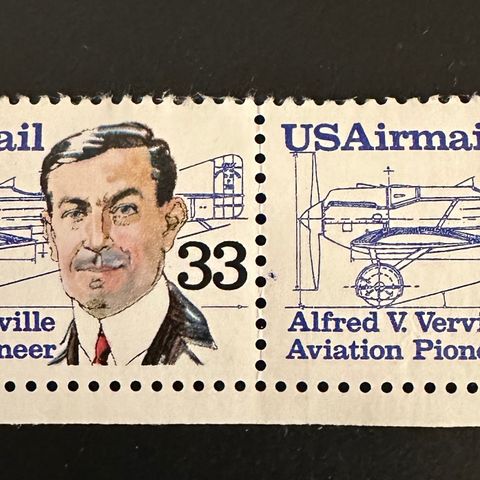 USA Airmail Alfred V. Verville 33 -  2 stk Postfriske  (123 AJ)