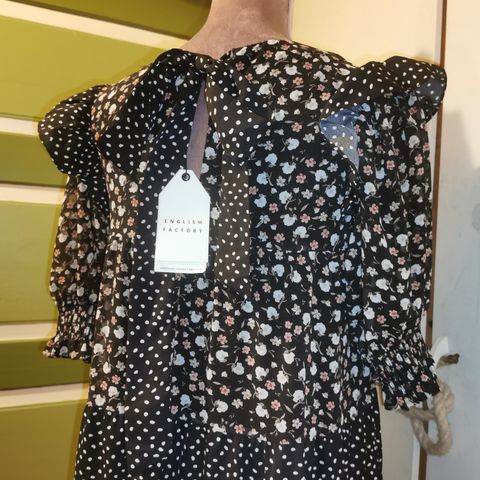 XS - S Maxi kjole fra English factory vintage style polka dot