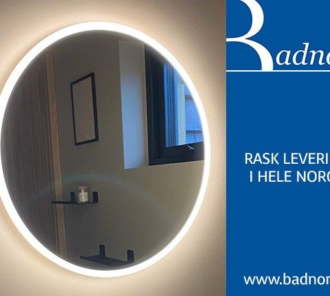 Badnor Lissie rundt baderomsspeil (60cm) med LED-belysning