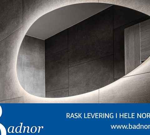 Badnor Lucy baderomsspeil (120cm) m/LED-belysning - eggformet