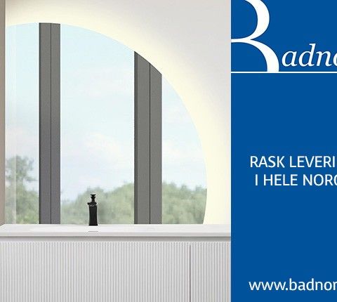 Badnor Sara "rundt" baderomsspeil (105cm) m/LED-belysning