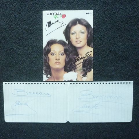 1978-Originale Baccara-Autografer-María (1952–2021) & Mayte (1951-).