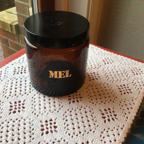 Retro MEL krukke i  brunt glass - 1960 tallet - perfekt stand