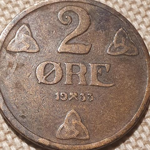 2 øre mynt 1933
