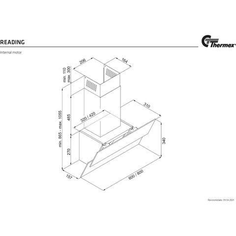 Thermex vertical 261 reading kjøkkenhette veggmontert 60cm