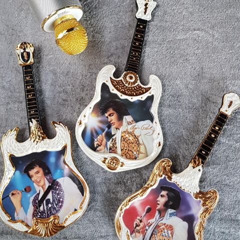 Ny pris: Nydelige Elvis Presley gitar platter i porselen