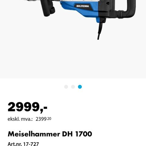 Meiselhammer/demoleringshammer til leie 300kr per dag