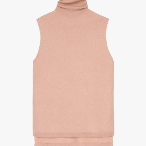 New ZARA 100% wool pink high collar vest, size L