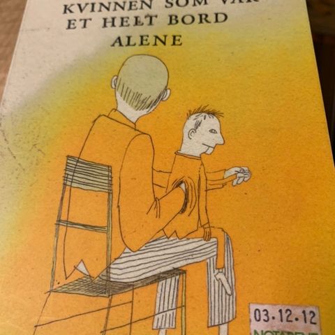 Tor Åge Bringsværd sin bok Kvinnen som var et helt bord alene til salgs.
