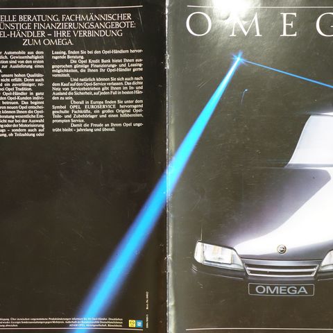 Opel Omega brosjyrer 9 stk
