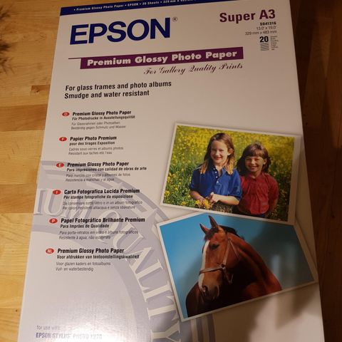 EPSON Glossy photo paper A3 plus  18 sheets