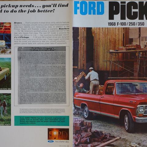 FORD PICKUPS  aug 1967 brosjyre