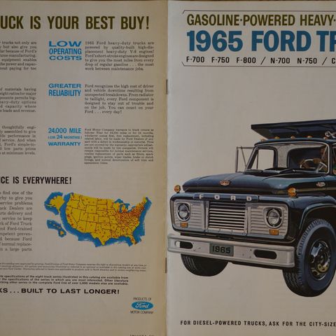 FORD 1965 TRUCKS F-700,750,800/ N-700, 750/C-700,750,800 brosjyre