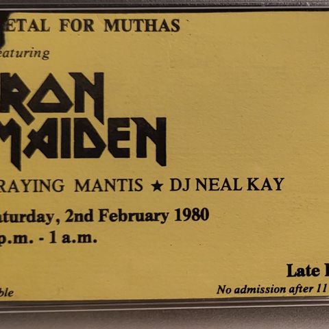 Iron Maiden billett fra 1980 - kanonflott samleobjekt!