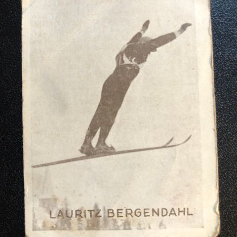 Lauritz Bergendahl Sørkedalens Skiklub. Ski Hopp sigarettkort Tiedemanns Tobak!