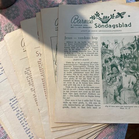 Barnas søndagsbilag - 11 stykk fra 1961 / pene, ikke slitt