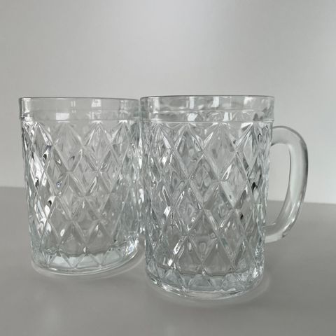 Retro glass med mønster, 3 stk (10.3 cm x 7.2 cm i diameter)