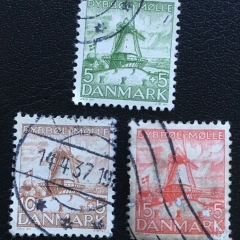 Danmark 1937 Dybbøl Mølle AFA 236-238 Stemplet