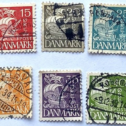 Danmark 1933 Karaveltype Stålstikk AFA 203-208 Stemplet