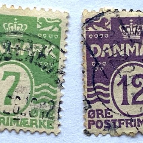 Danmark 1926 Bølgelinjetype suppleringsverdier AFA 167-168 Stemplet