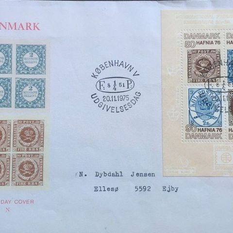 Danmark 1975 FDC Hafniablok II. Frimærkeutstillingen Hafnia 76