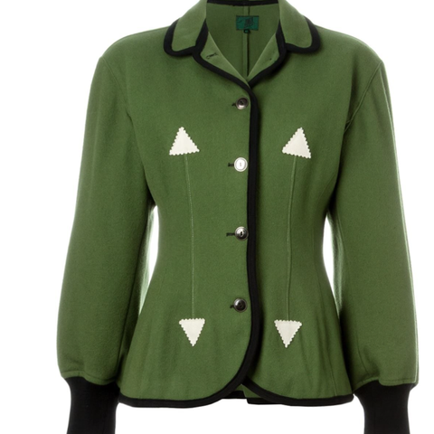 JEAN PAUL GAULTIER 1988 - GREEN felted wool corset RUNWAY jacket - Vintage