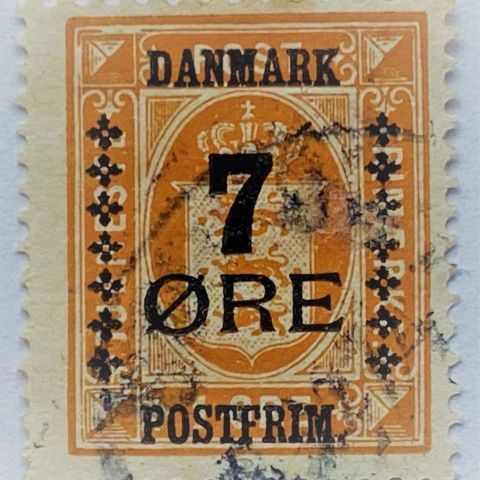 Danmark 1926 7 øre provisorier 7/1 øre orange AFA 160 Stemplet