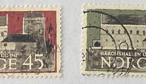 Norge 1961 Håkonshallen 700 år NK 496 og NK 497 Stemplet.