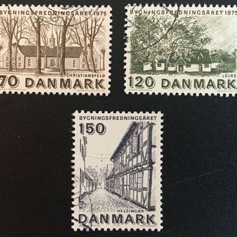 Danmark 1975 Europeisk bygningsfredningsår AFA 591-593 Stemplet