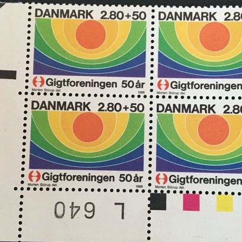 Danmark 1986 Gigtforeningen AFA 855 4-blokk hjørne Postfrisk