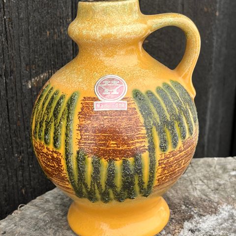 Kul gul retro keramikk vase fra Veb Haldensleben  keramikk