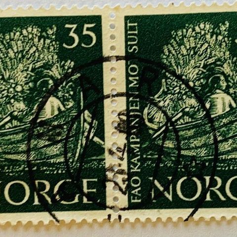Norge 1963 Frihet for sult NK 533 Horisontalt par Stemplet