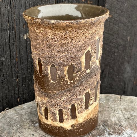 Vintage keramikk vase i bruntoner fra Strehla