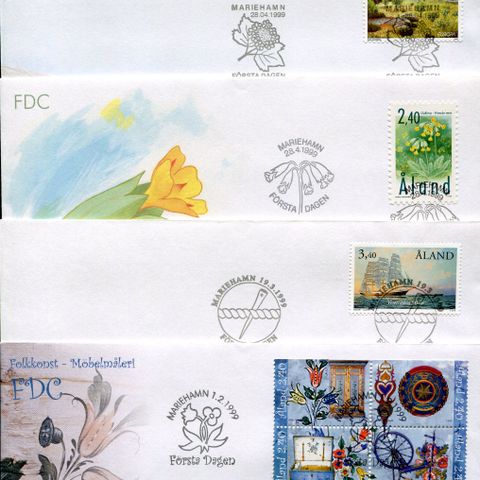 Åland FDC 99-02. 38 stk. Komplett